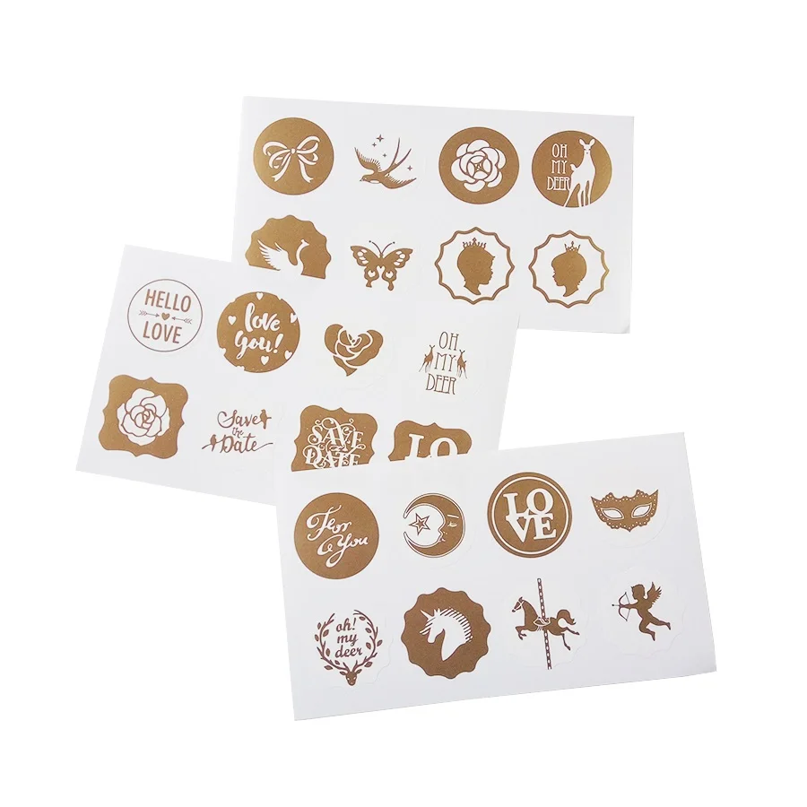 80pcs/lot White Bottom Vintage Gold Seal Sticker DIY Greeting Card Postcards Decorative Sticker Gift Label Stickers Scrapbooking