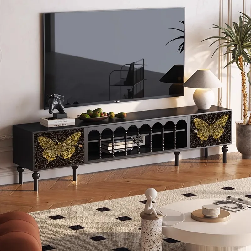 

American Unique Tv Stand Elegant Aesthetic Retro Floor Tv Cabinet Premium Luxury Meuble Télé Moderne De Luxe Furniture For Home