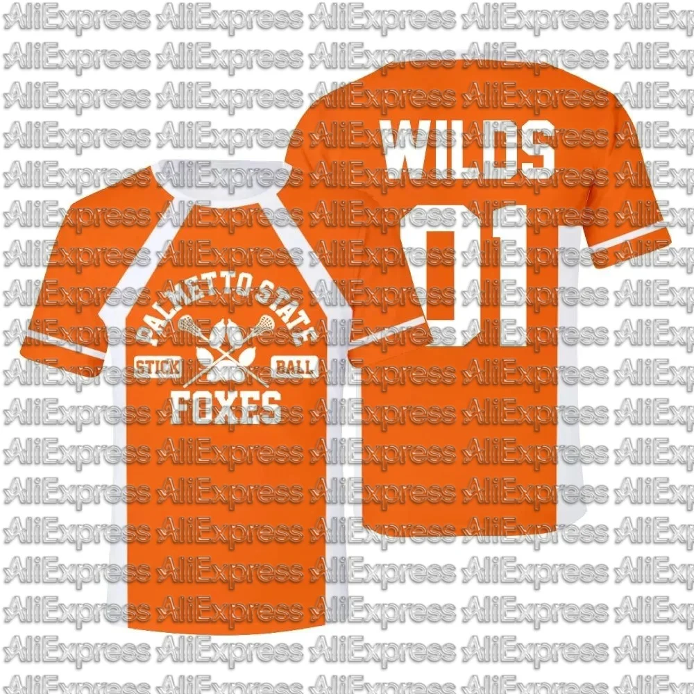 Orange and White Raglan Sports Shirt, Men's Fox Letter 01 Printed Short Sleeved T-shirt, Retro Uniform Top