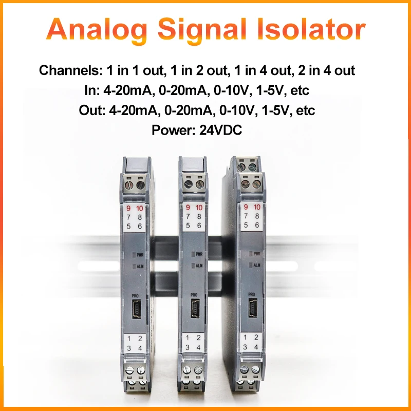 

2 In 2 Out 0-10V Converter Intelligent Distribution 4 20mA Analog Signal Isolator
