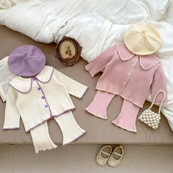 Autumn Spring Newborn Baby Girls Clothing Set Long Sleeved Cardigan Coat+Pants Infant Baby Girls Clothing Suit Children Clothes