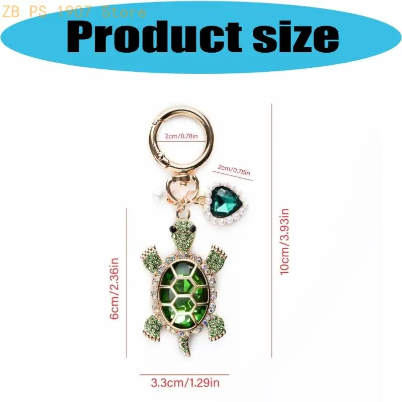 Clip-On Turtles Design Keychain Bag Charm with Faceted Pendant for Daily Use 55KA