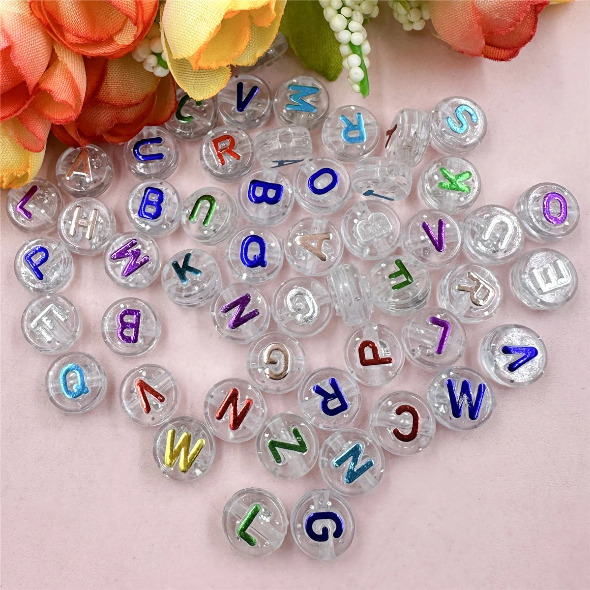 20Pcs 10mm Acrylic Gilding Letter Loose Beads DIY For Handmade Jewelry Making Necklace Bracelet