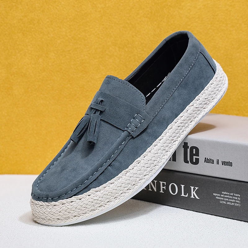 

Men's Suede Fringed Loafers Espadrile Sole Slip on Shoe Casual Driving Shoes Flat Vulcanized Shoes Designer Shoes Luxus 2025