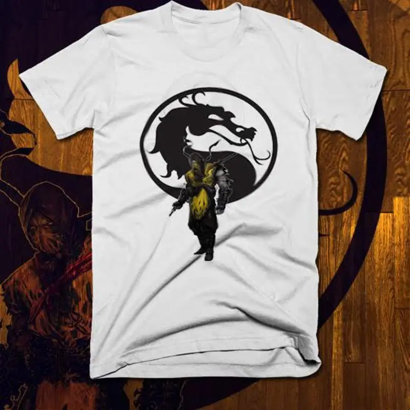 

Ретро футболка Mortal Kombat с отделкой скорпиона, винтажная игра для боевых искусств, новинка