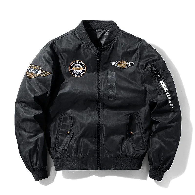 

Turn Down Collar Cargo Male Men Flight Bomber Jackets Double-sided Wear Autumn Jacket High Quality Military Uniform Aviator Coat
