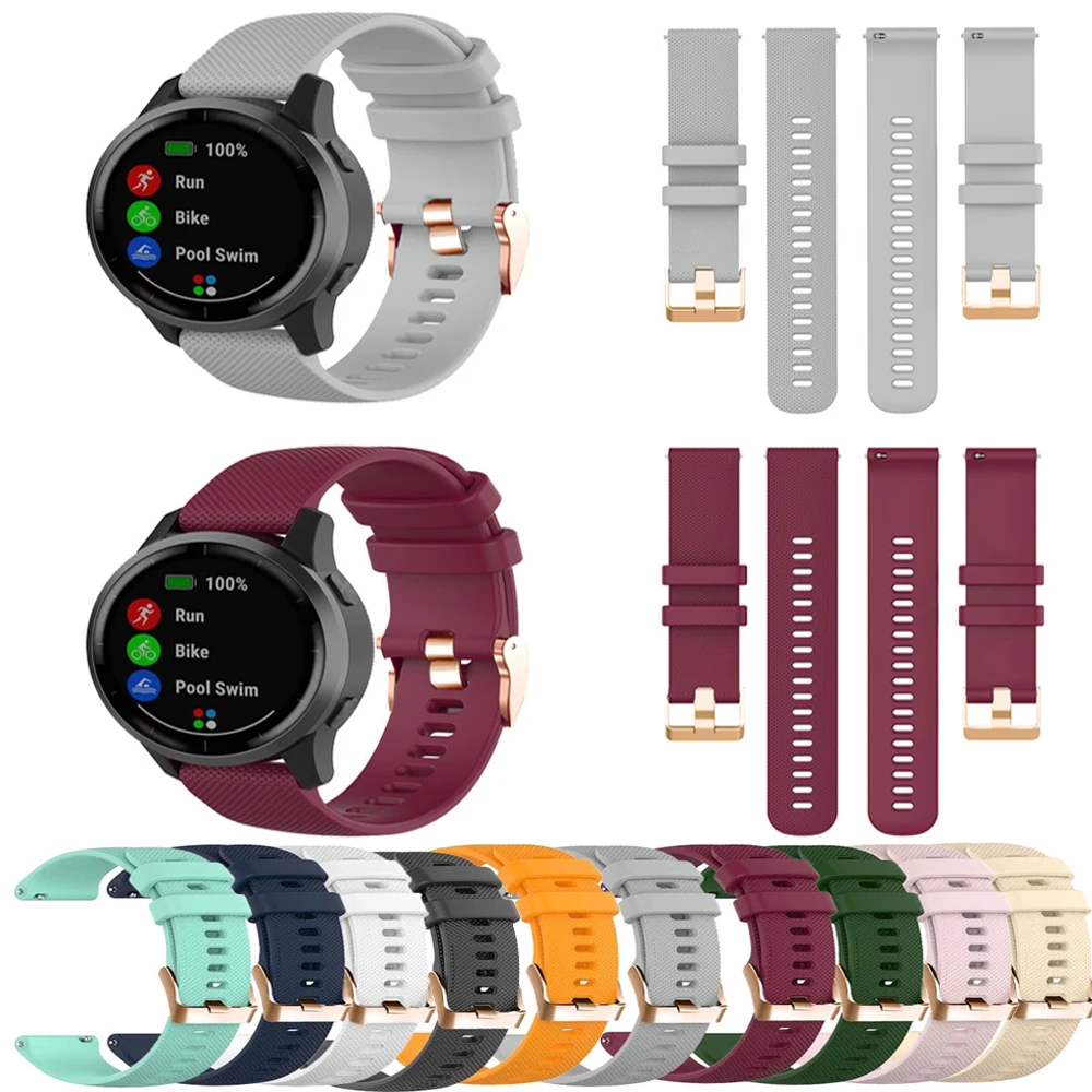 20mm Strap For Garmin Venu SQ Vivoactive 3 Silicone Strap Strap For Forerunner 645 245 Vivomove HR Smart Watch Strap Bracelet