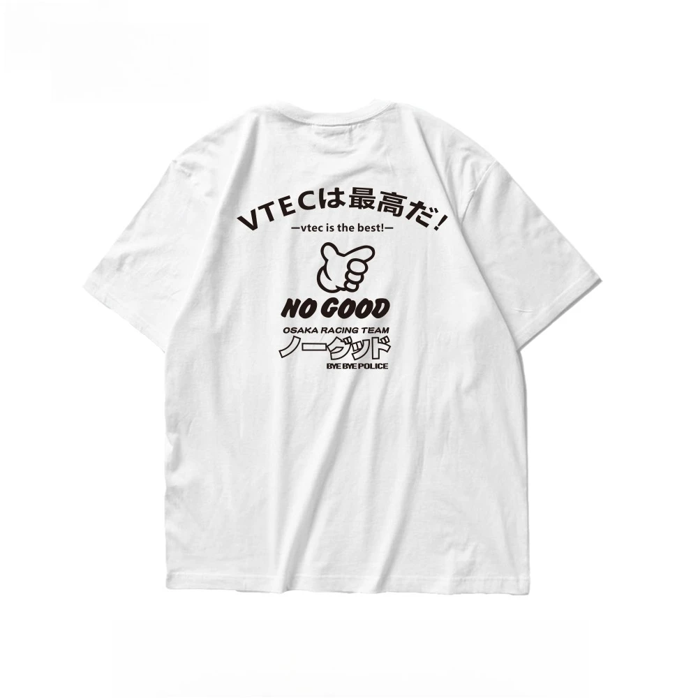 Jepang JDM Dimodifikasi Mobil Fit VTEC Osaka Runaway Katun Murni Kaus Lengan Pendek Musim Panas Harajuku Kepribadian Sederhana Bernapas