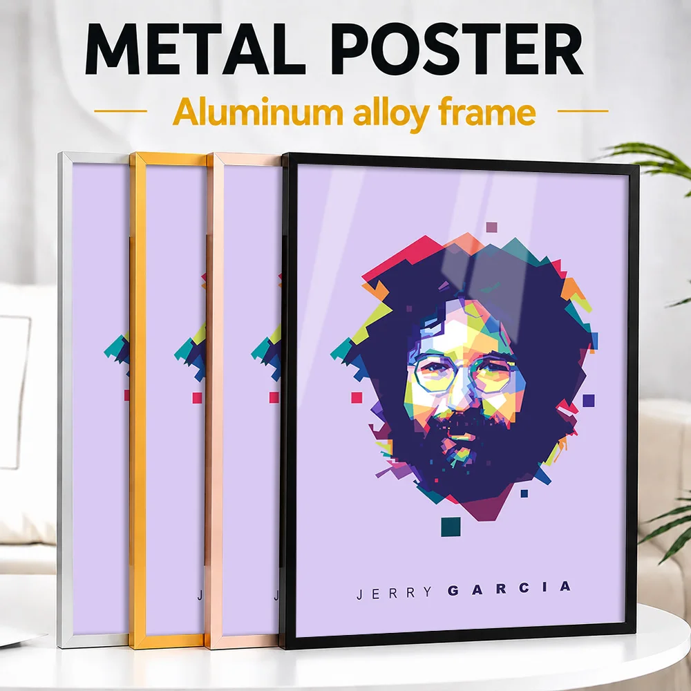 Jerry Garcia Colorful Guitarist Portrait Framed Metal Print Personalized Recording Tribute Wall Art Ideal For Listening Lounge