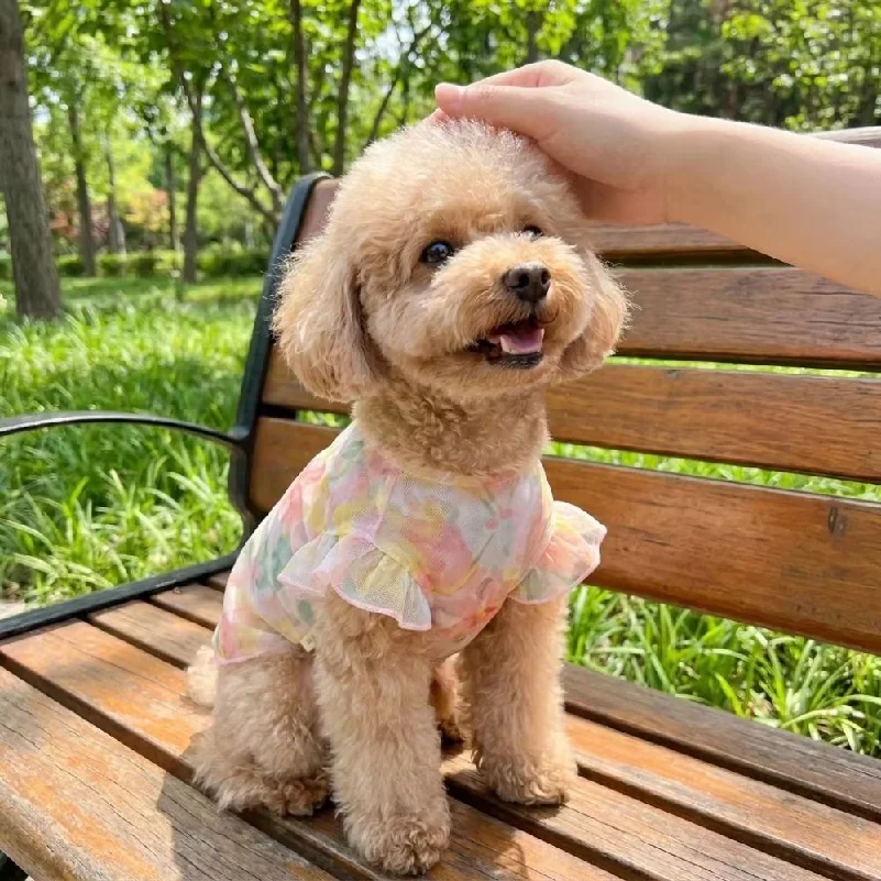 Thin Breathable Dog Cooling Vest Sun Protection Princess Style Pet Vest T-Shirt Soft Fly Sleeve Pet Dog Dress Daily Wear