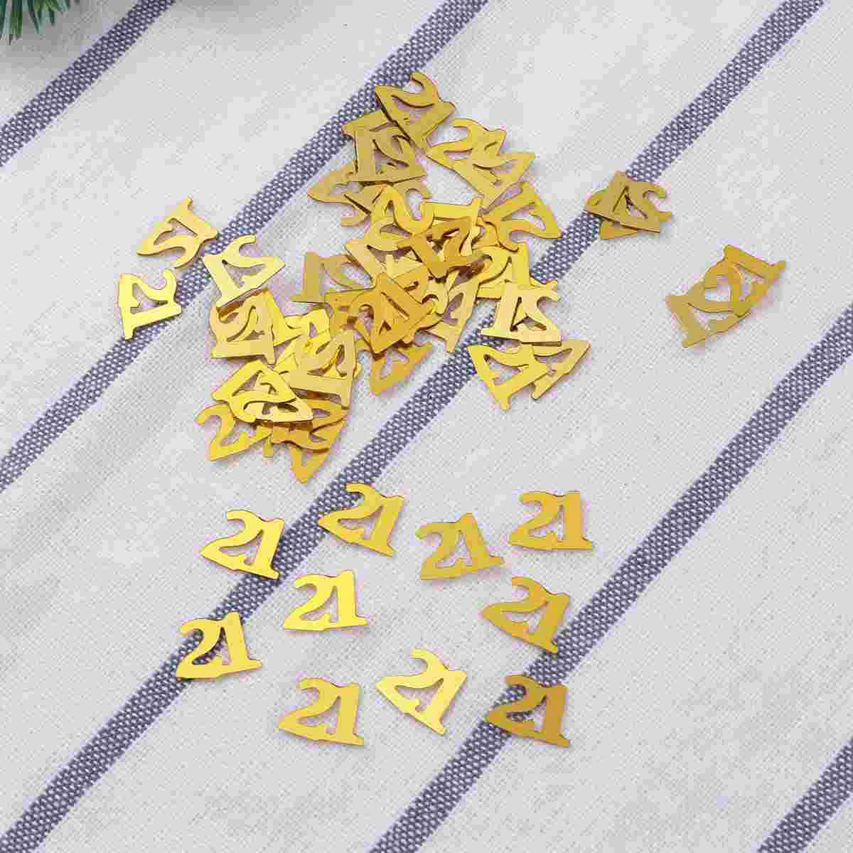 1200pcs Number Confetti Birthday Party Supplies Table Decoration for Anniversary Celebration (Number 21 Silver)