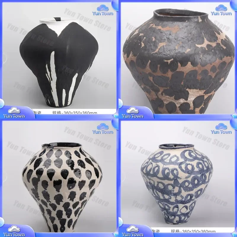 for Wabi-sabi antique graffiti hand-painted ceramic vase for home decor living room bedroom flower arrangement ornament