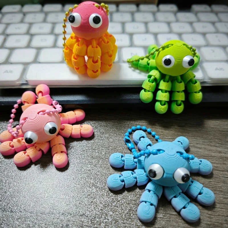 3D Printed Articulated Octopus - đánh giá và giá 3D Printing Keychain