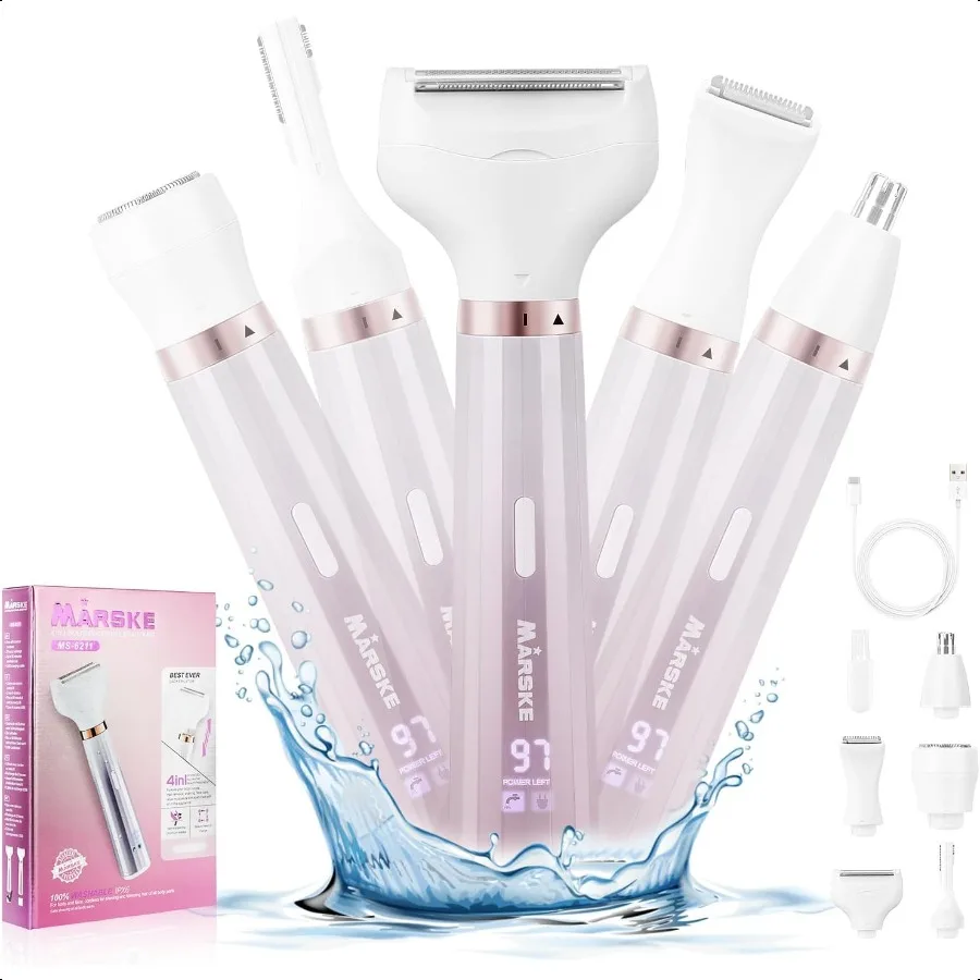 

Electric Razors Shavers for Women Bikini Trimmer 5 in 1 Lady Electric Shaver Razor Wet Dry Face Razors for Face Nose Eyebrow Ar