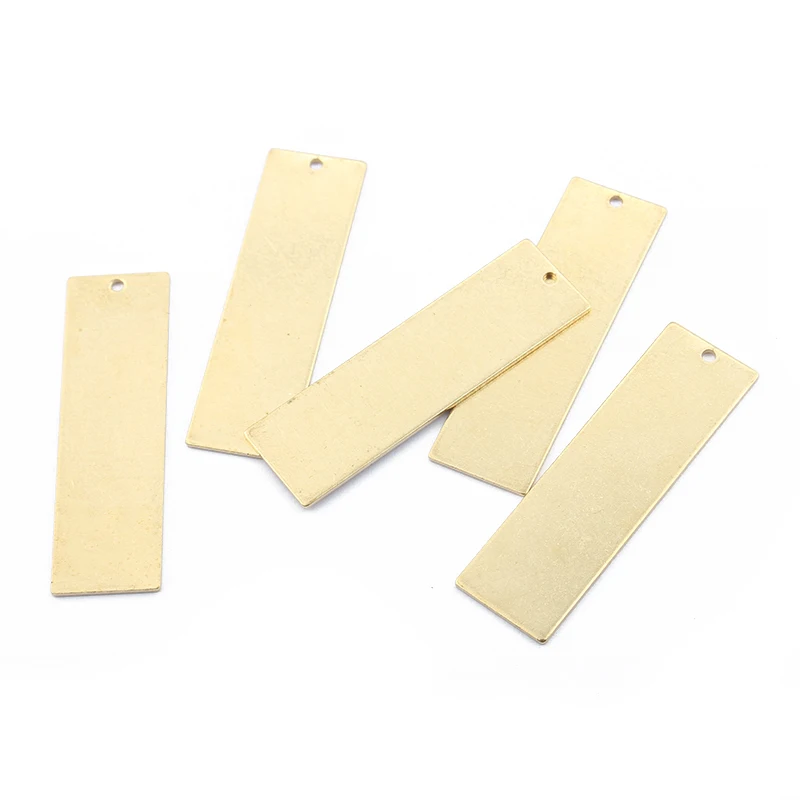 20Pcs Raw Brass Flat Rectangle Stamping Blank Hanging Tags Charms Pendant 1mm Hole For Earring Necklace DIY Jewelry Making