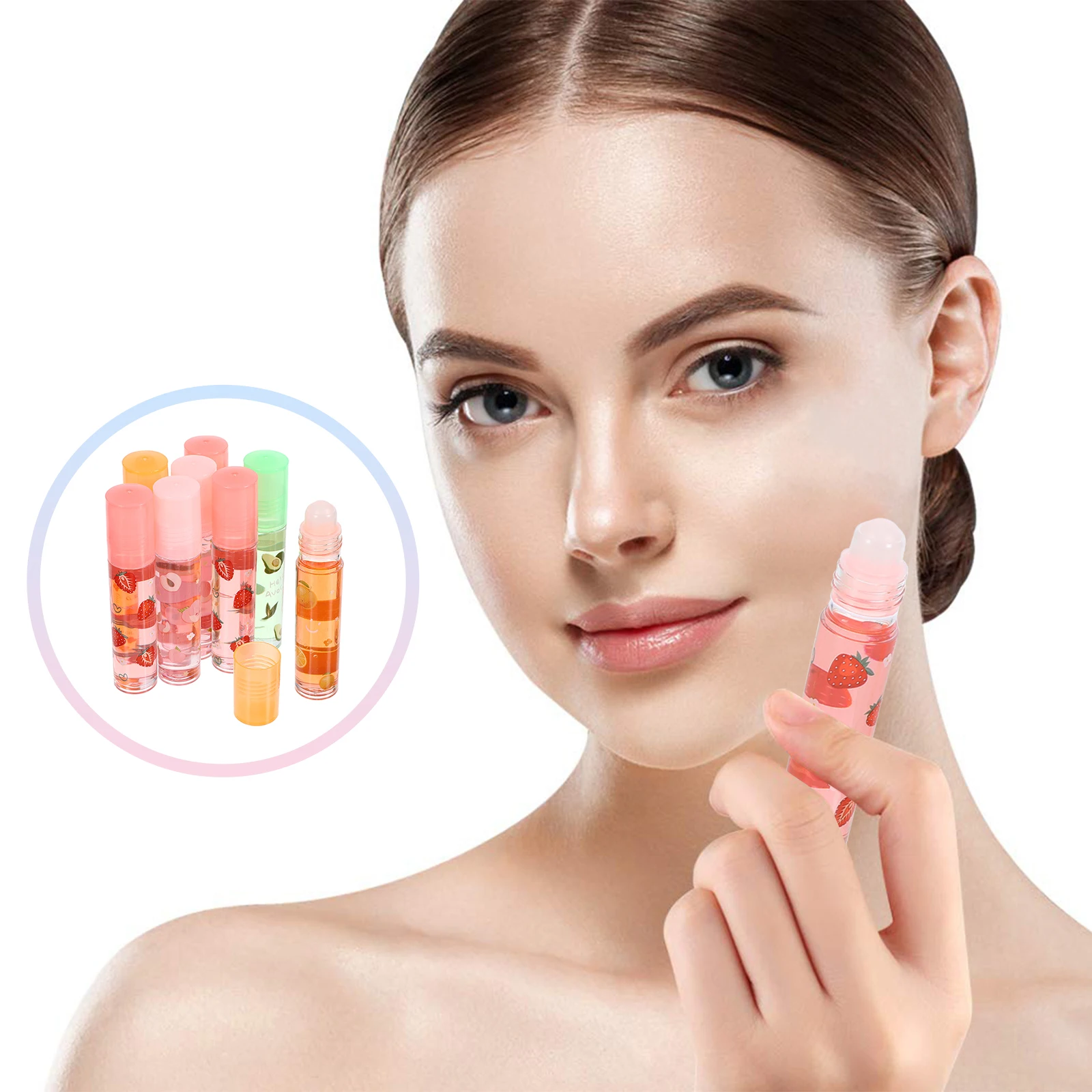 

8pcs Fruit Balm Moisturizing Lip Gloss Hydrating Jelly Plumping Transparent Lip Protector Fresh Natural Lipstick For Dry Chapped