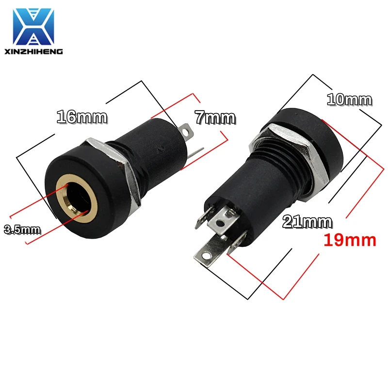 5PCS PJ392A 3.5MM Audio Jack Gniazdo żeńskie 3/4 Pole Stereo lutowanie panelu Z nakrętkami PJ391 PJ-392A 3/4Pin Black