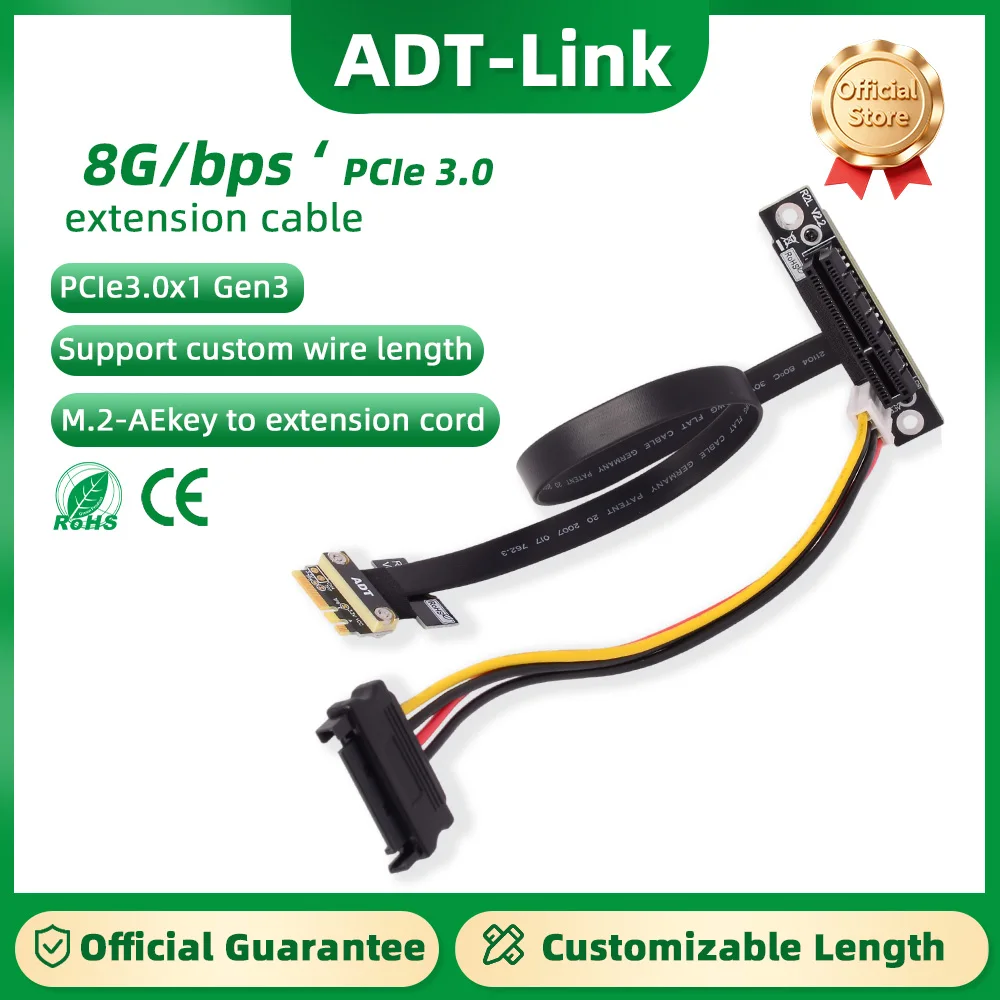 

ADT-Link M.2 WiFi A+E Ключ A.E. К карты адаптера PCIe 3.0 x4 Riser Удлинительный кабель Gen3 AE Key A E для карты PCI-E 3.0 x1 x4 x16 M2