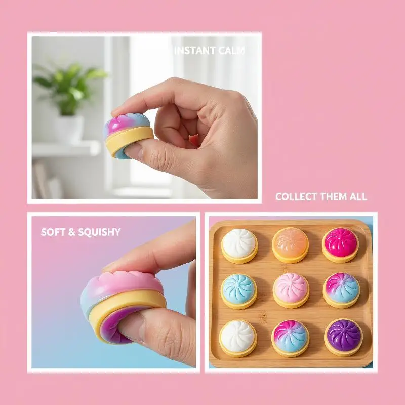 1/4Pcs Simulation Flash Dumpling Slow Rebound Pressure Ball Soft Squeeze Anti-Stress Decompression Toy for Travel Home Use