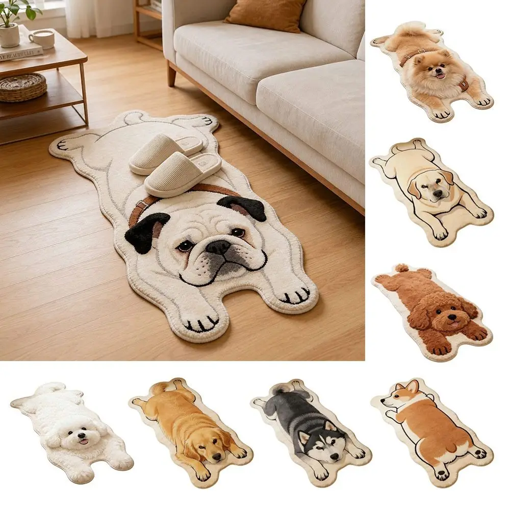 Fashion Special-shaped Puppy Print Rug Decorative Carpet Pet Theme Rug Dog Shaped Rug Dog Shape Soft Entryway Mat Bedroom Decor
