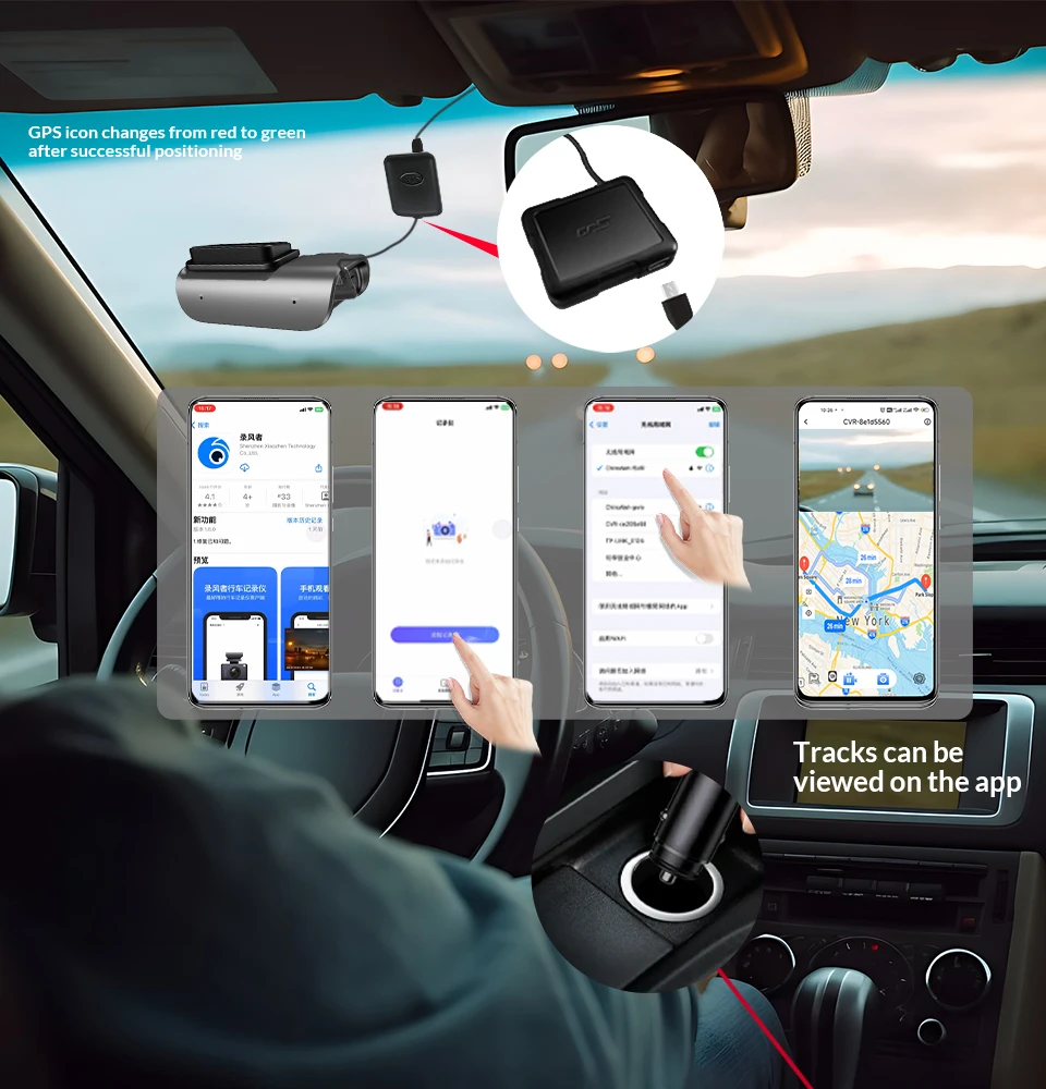 ACCEO 4K Auto-Dashcam Vorne mit Nachtsicht, GPS, WLAN, 24-Stunden-Parkvideoaufzeichnung, Loop-Aufnahme, Auto-Blackbox – Detail 10