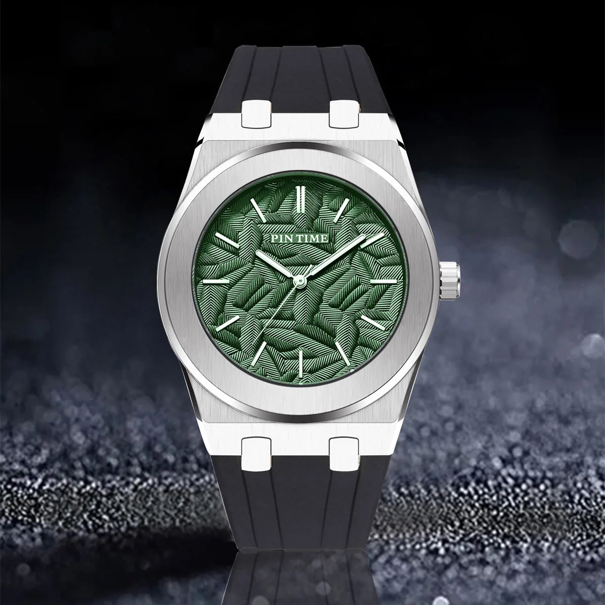 Indian Ocean Leaf Style Fashion Versatile Casual Rubber Strap Men\'s Style Quartz Watch