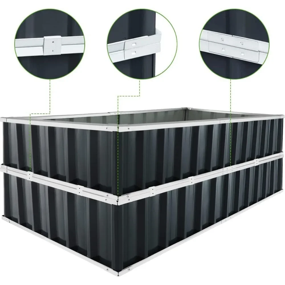 

L # Elevated Garden Bed 68"x36"x12 "(2 Pack)Galvanized Steel Metal Outdoor Flower Pot Set Box,Suitable For Vegetables And Flower