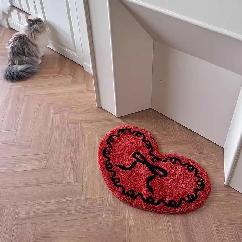 

Винтажный придверный коврик VIKAMA с бантом в форме сердца, легко чистящийся, мягкий, удобный, для входа в дом, в стиле Ins, для декора интерьера