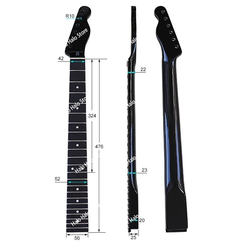TL Black 22Fret Bright Fretboard with Sound Point Aperture 10MM Guitar Neck DIY Modified Guitar Handle