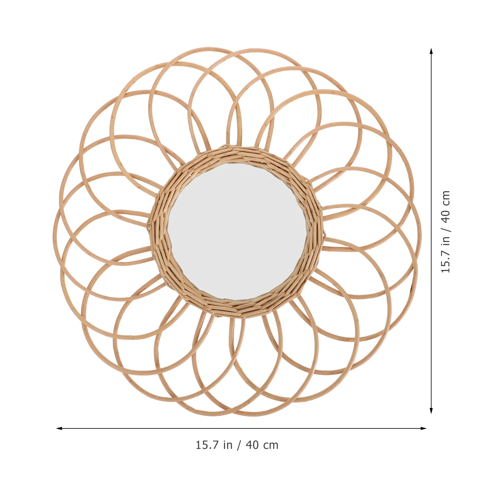 

1Pcs Hand-Woven Woven Makeup Mirror Khaki Decorative Hanging Wall Vanity Mirror for Bathroom Cloakroom Home Decor Photo