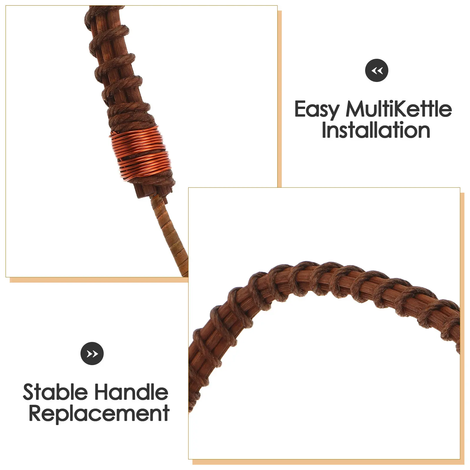 Bendable Rattan Teapot Handle Replacement U-Shaped for Ceramic Kettle Span 4.3-5.5inch Vintage Style Tea Pot Accessories