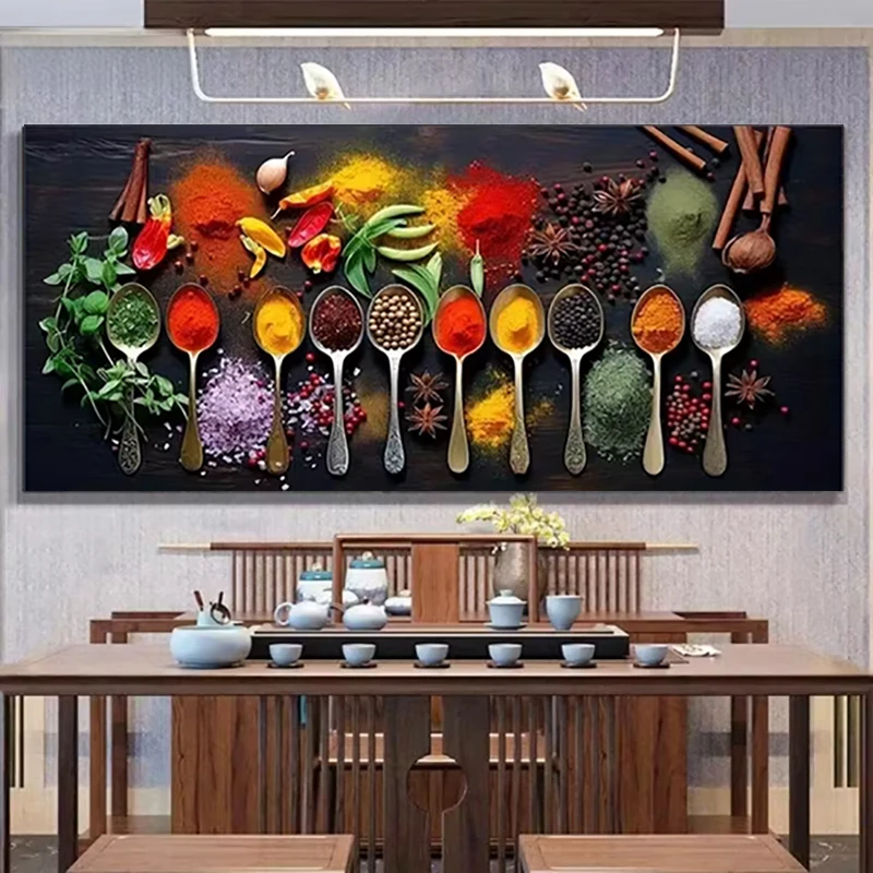

5D Diy Diamond Painting Kitchen Colorful Spices and Seasonings Full Diamond Embroidery Rhinestone Picture Home Decor Craft Kit