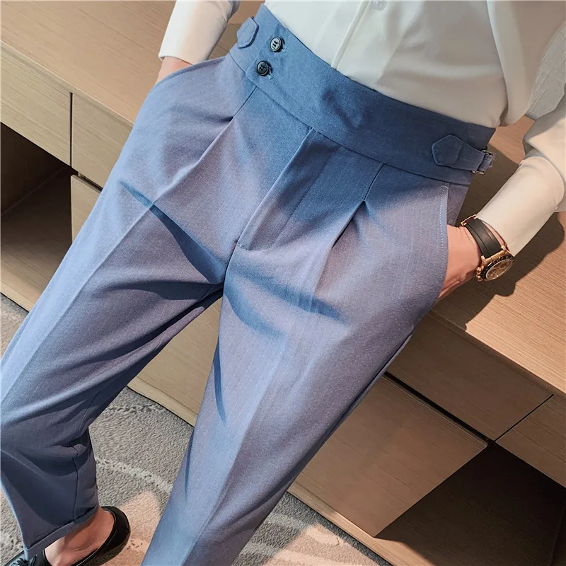 

British Style Autumn New Solid High Quality Trousers Men Formal Pants 2023 Slim Fit Business Casual Suit Pants Hommes