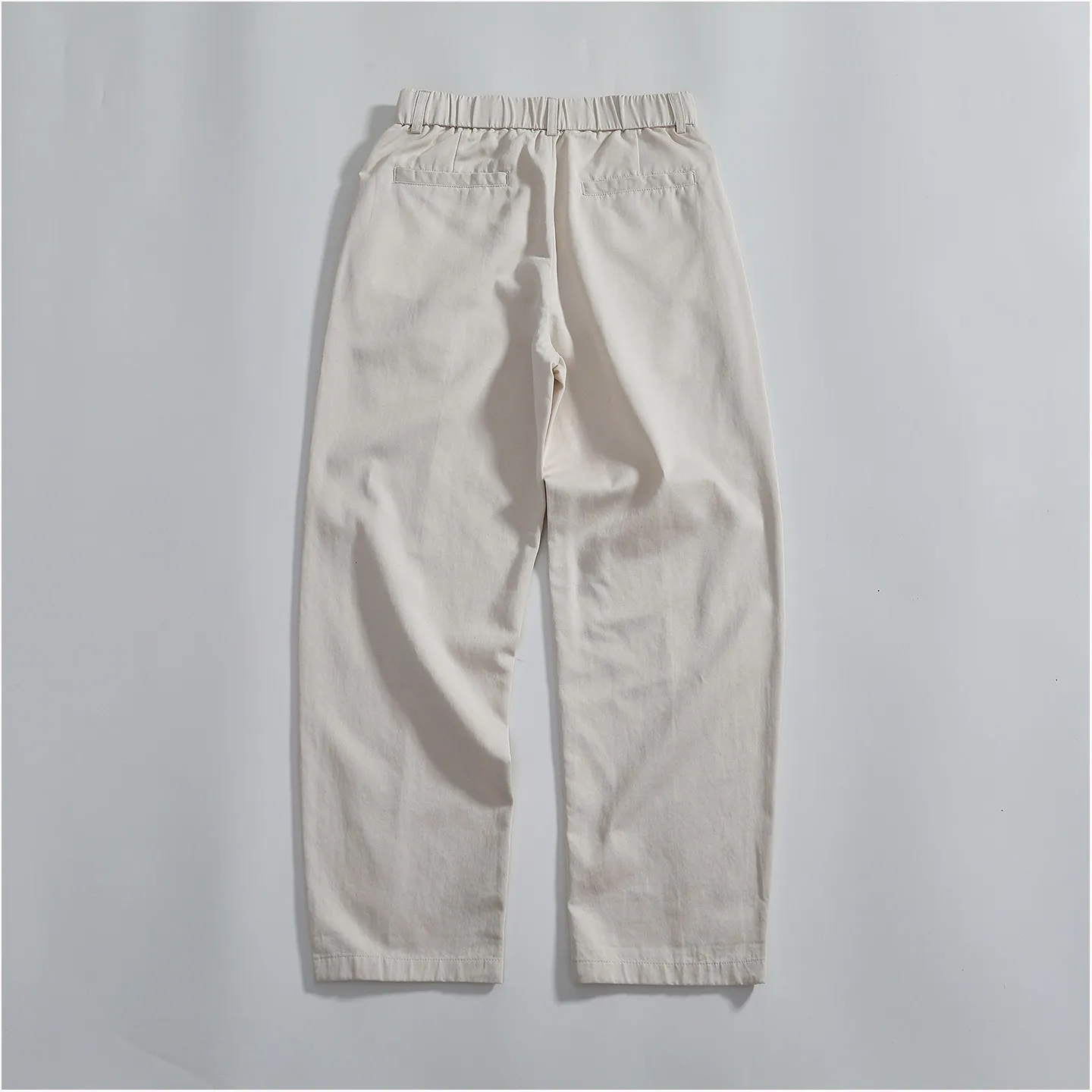 Autumn New American Retro Comfortable Solid Color Folded Pleats Elastic Waist Casual Pants Men's Fashion Multi-pocket Trousers