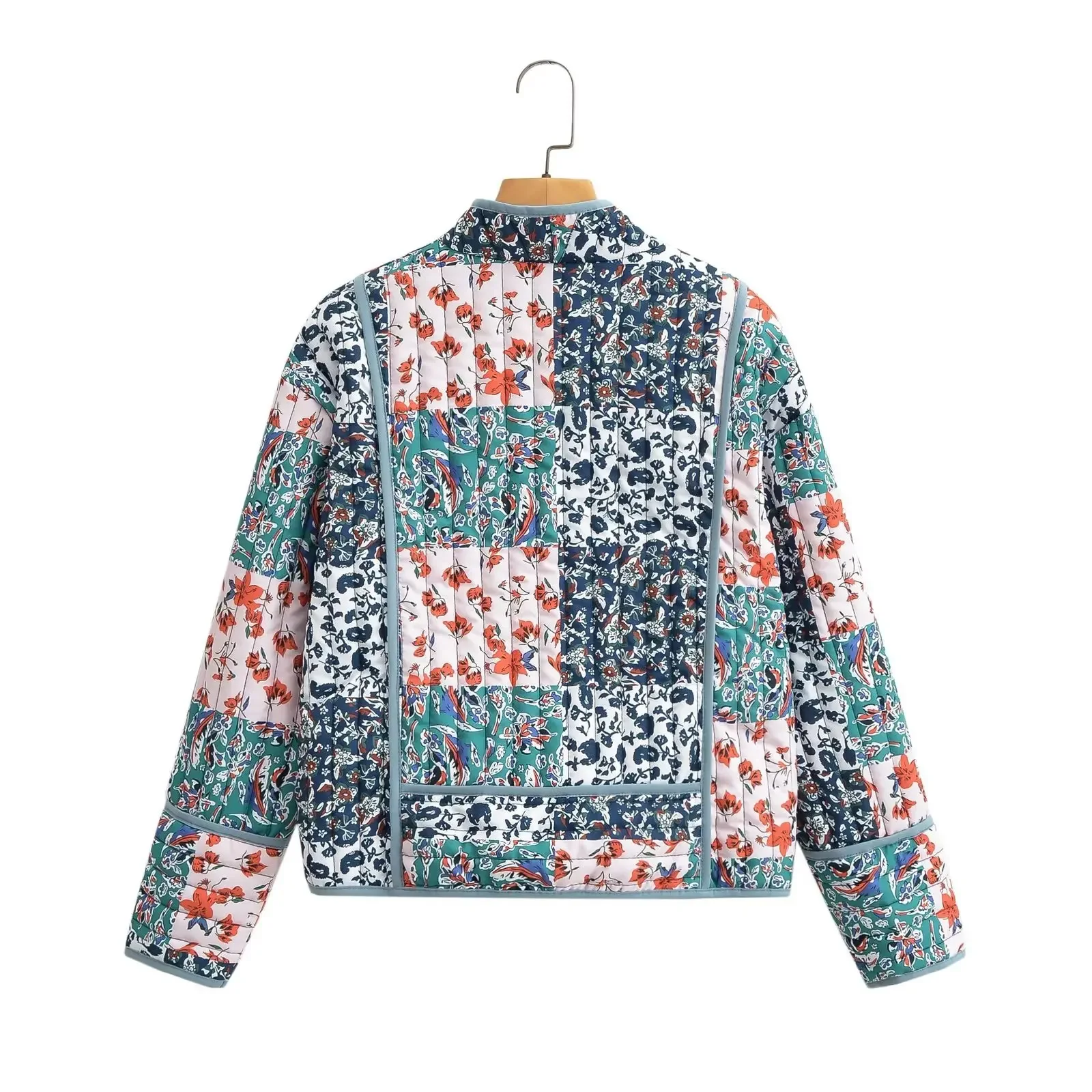 Abrigo de algodón con estampado de dos colores para mujer, Parkas con bolsillos en ambos lados, ropa de otoño e invierno, nueva moda