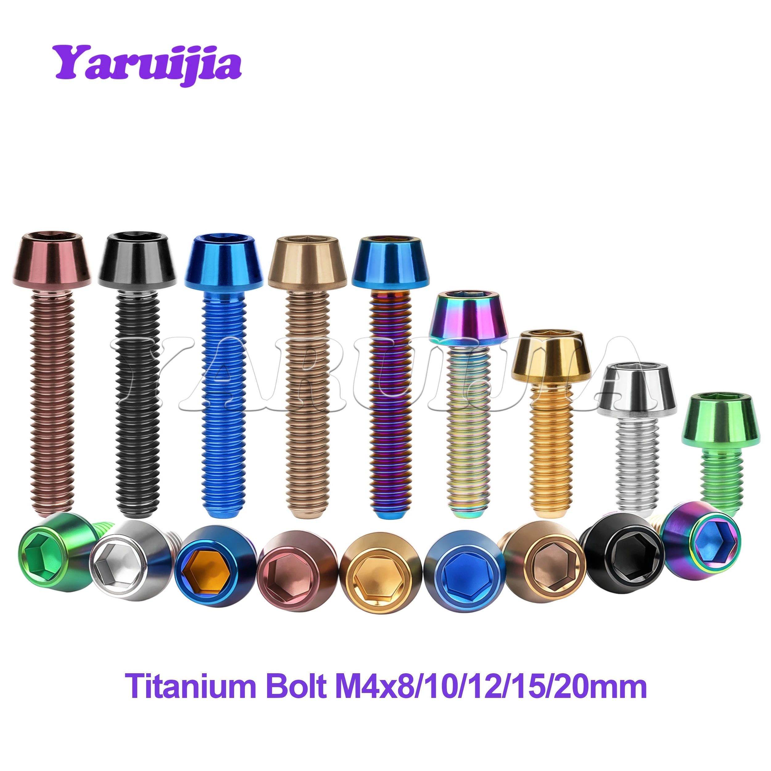 Yaruijia Titanium Bolts M4x8 10 12 15 20mm Allen Key Taper Head Bolt Screw for Bicycle Thumb Shifter