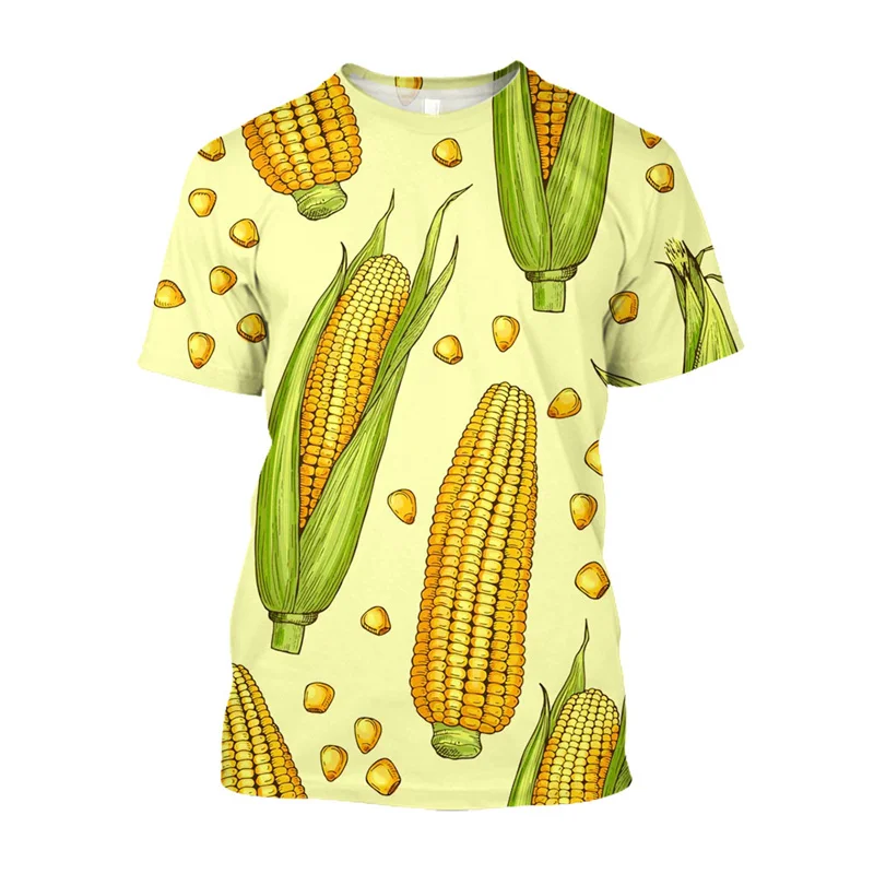 3D printed creative corn men t-shirtu fresh vegetable pattern tees summer size round neck short sleeve t tops