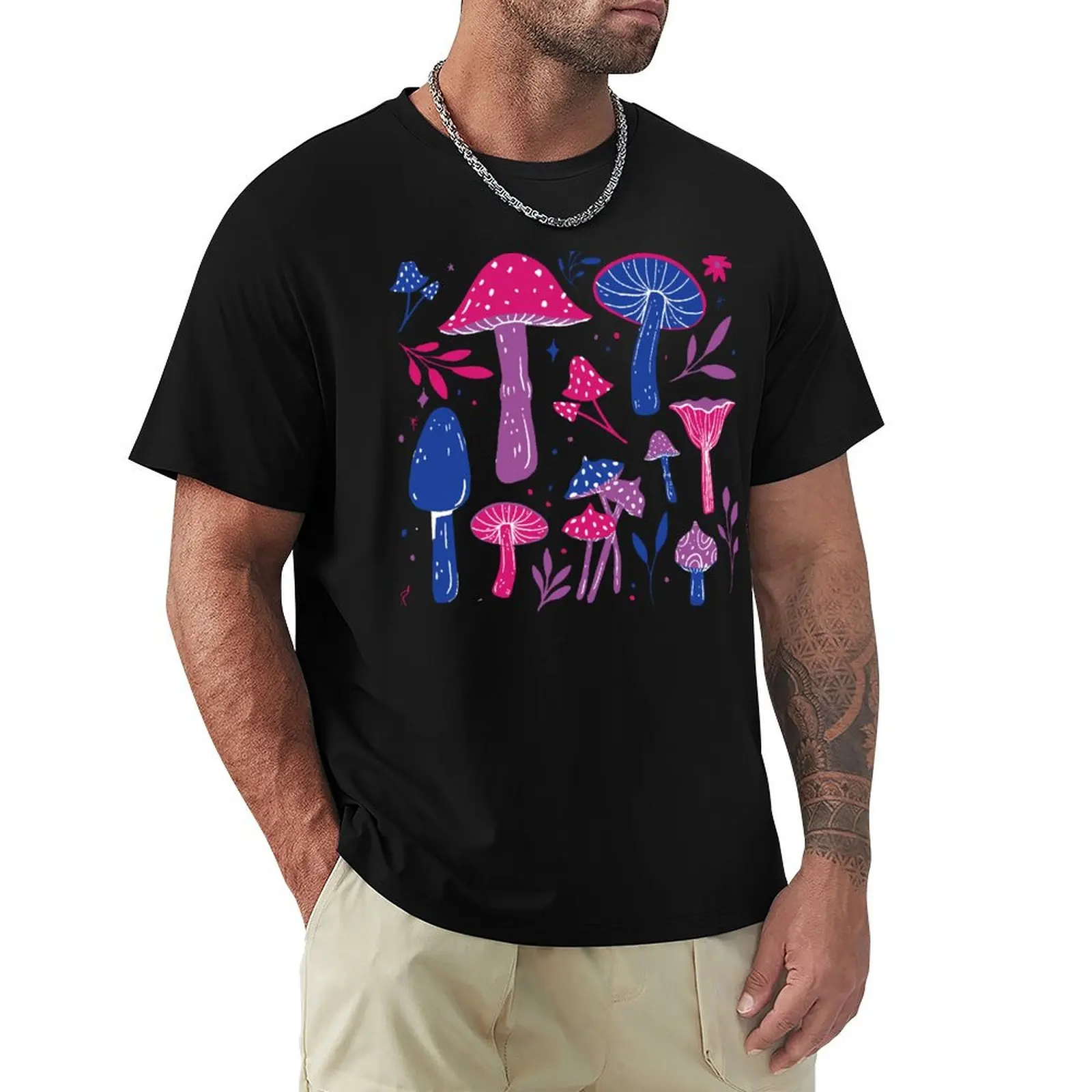 Bisexual Pride Mushrooms T-Shirt Plus Size Summer Short Sleeve T-Shirt