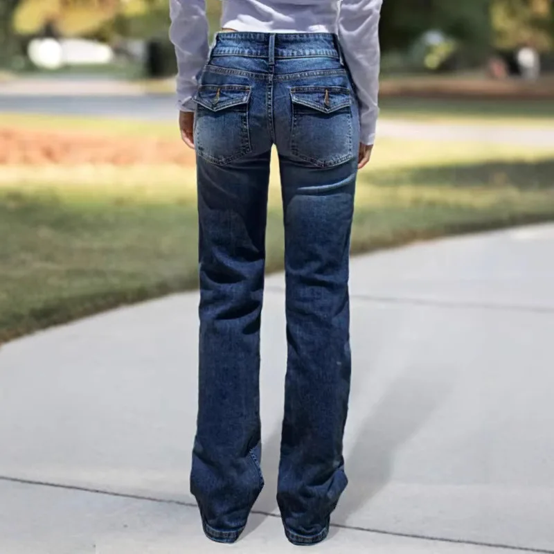 Neue Damenjeans im europäischen und amerikanischen Stil mit hoher Taille und schlankmachendem Design, vielseitige und lässige Hose mit weitem Bein