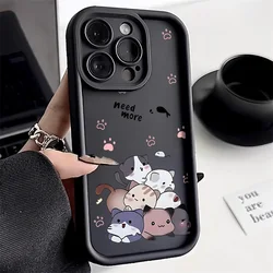 Cute Cartoon Cat Phone Case For iPhone 11 Case iPhone 13 14 12 15 Pro Max 7 8 Plus XR X XS Max SE Shockproof Soft Silicone Cover