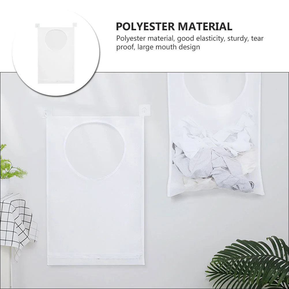 Wall Storage Bag Mounted Dirty Clothes Pouch Bags for Mesh Convenient Bathroom Laundry Hampers Hanging Portable