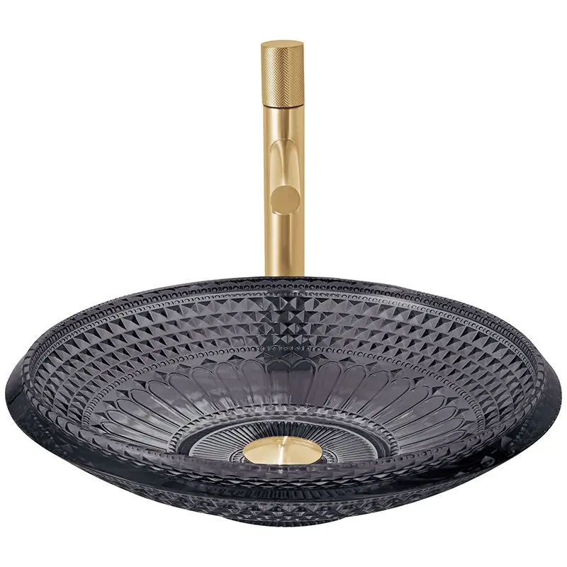 

Crystal glass counter basin, glass wash basin