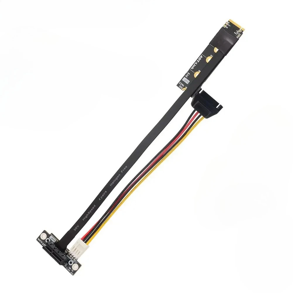 GPU / WK M.2 NVMe to PCIe 3.0 x1 Riser Cable For BTC Bitcoin Miner GPU Riser Adapter Gen3 Flat Mining Cable w 4P SATA Power Cord