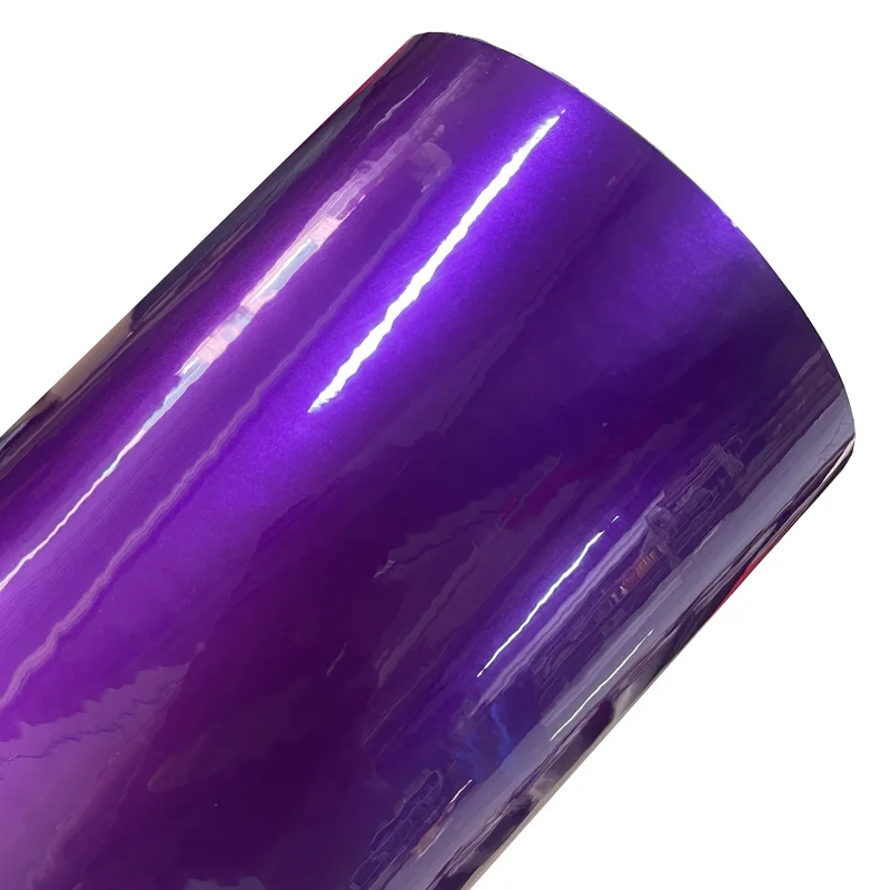 Hochwertige, glänzende, bonbonviolette Vinyl-Autofolie aus Metall mit Luftablassung, selbstklebende Glitzer-Aufkleber für die Autoverpackung
