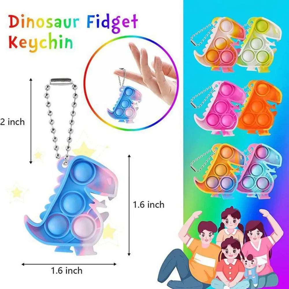 New 20/10Pcs Dinosaur Keychain Sensory Fidget Toys Bulk Animal Themed Party Favors for Kids Birthday Goodie Bag Fillers