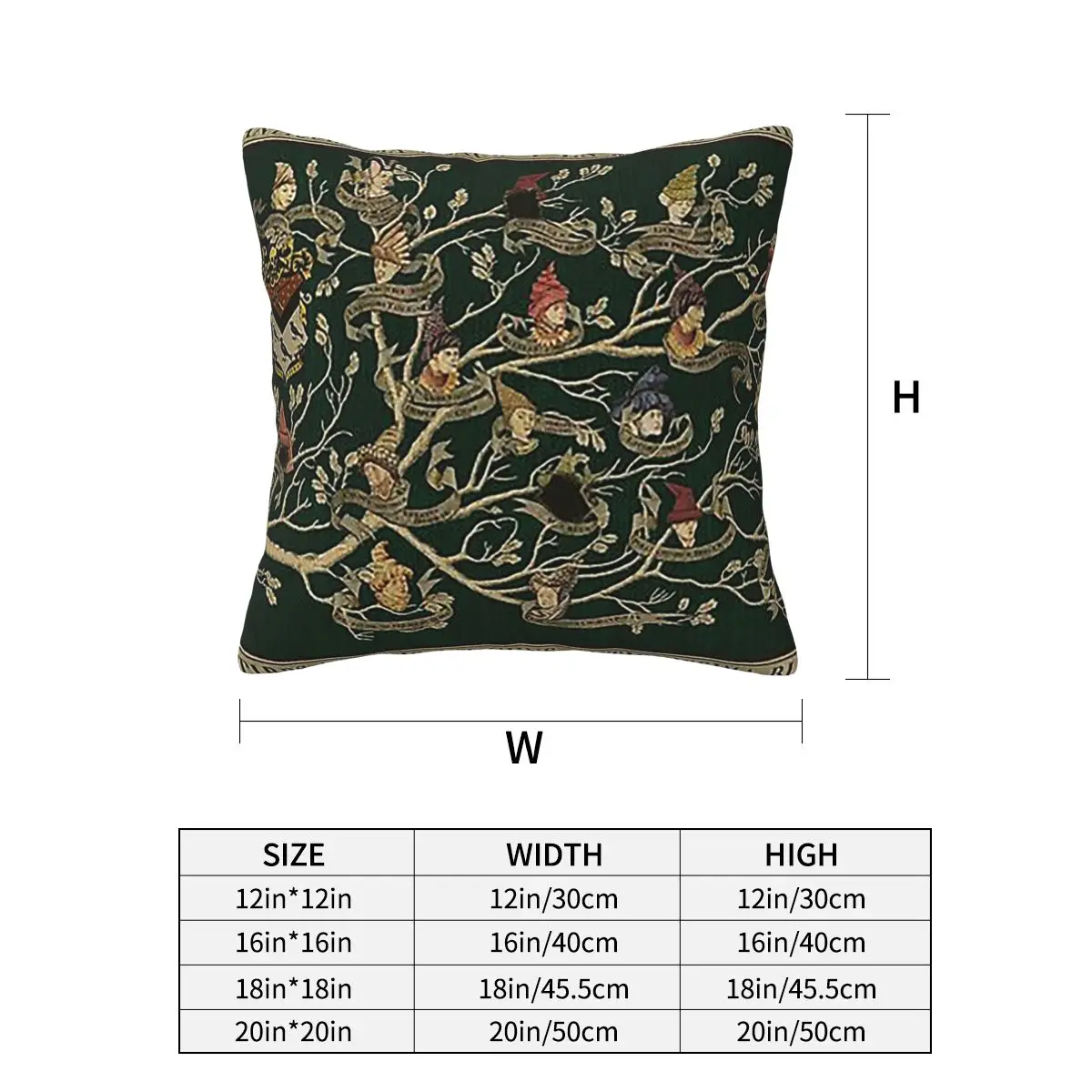 Noble House Of Black Famil Square Pillowcase Pillow Cover Cushion Zip Decorative Comfort Throw Pillow for Home Bedroom