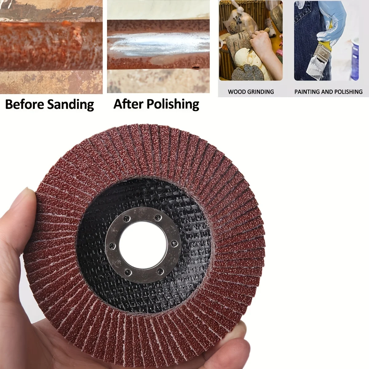 15 lembar aluminium frosted, ukuran 4,5 inci, grit 40-120, cocok untuk mesin gerinda sudut, warna cokelat kemerahan, alat perkakas listrik untuk mesin gerinda