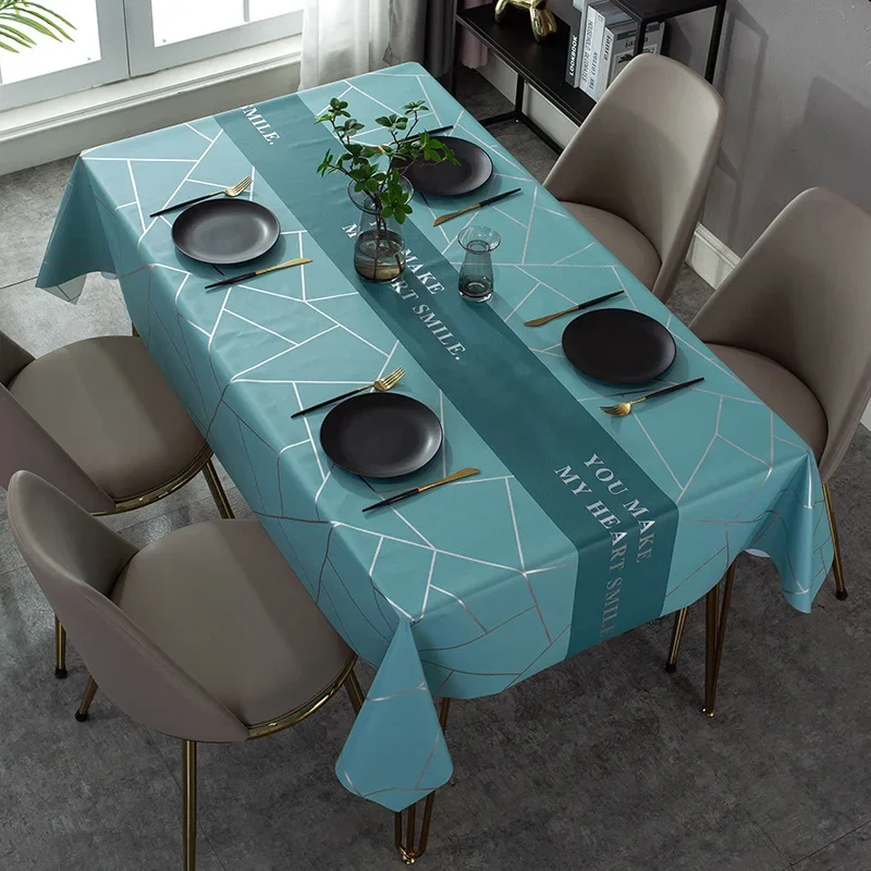 Nordic PVC Blue Oil-proof Waterproof Tablecloth Table Cover Rectangular Table Cloth Dining Table Decoration Mantel De Mesa