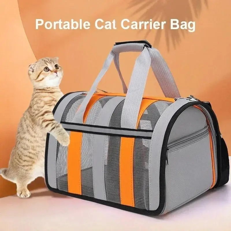Faltbare, belüftete Haustier-Schultertasche aus Netzstoff, tragbare, atmungsaktive Handtasche für den Außenbereich, für Kätzchen, Welpen, kleine Hunde, Katzen – Detail 2