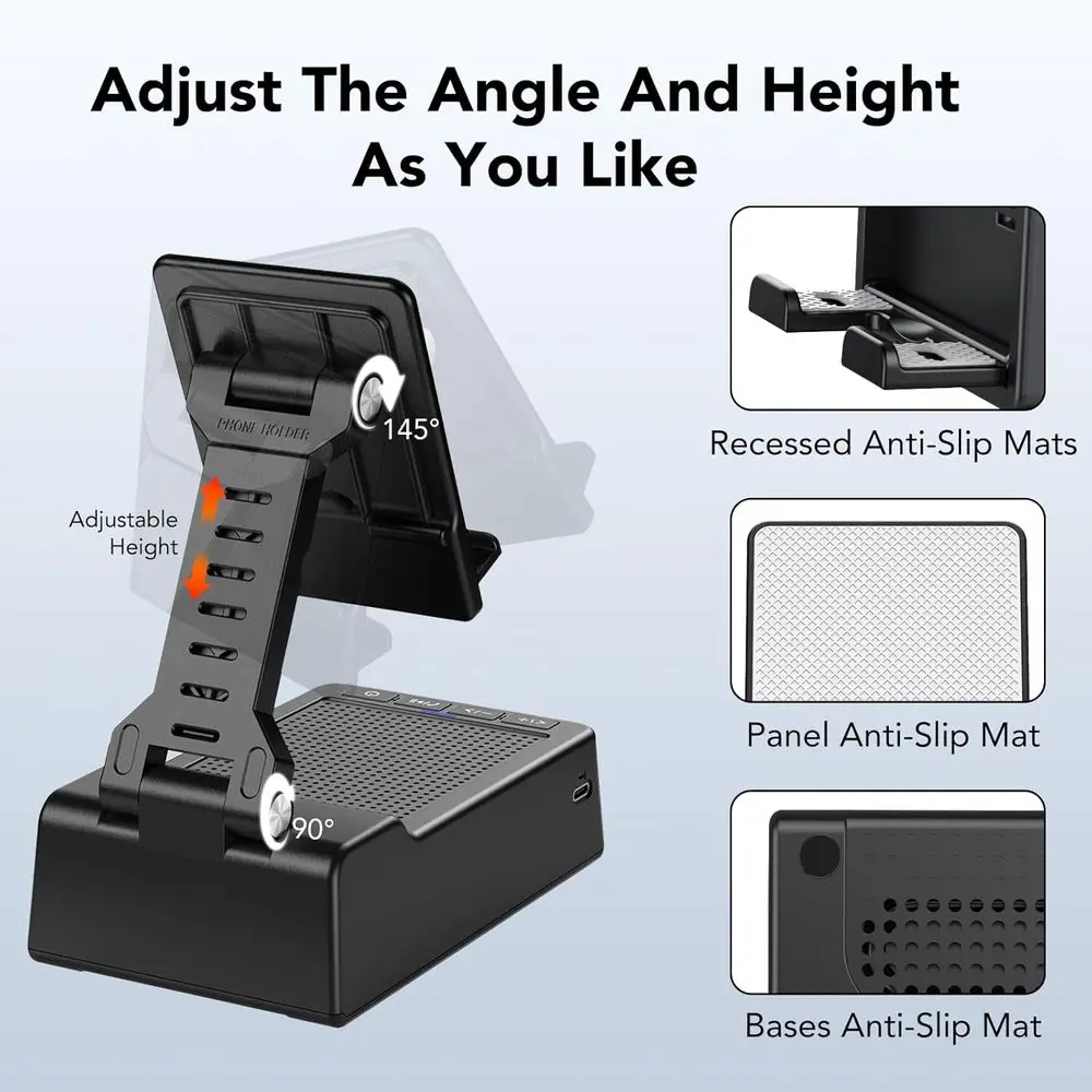 حامل هاتف مكبر صوت بلوتوث لاسلكي مع قاعدة مضادة للانزلاق، ستيريو عالي الدقة، متوافق مع أجهزة مختلفة، هدية تقنية مثالية للجميع #3